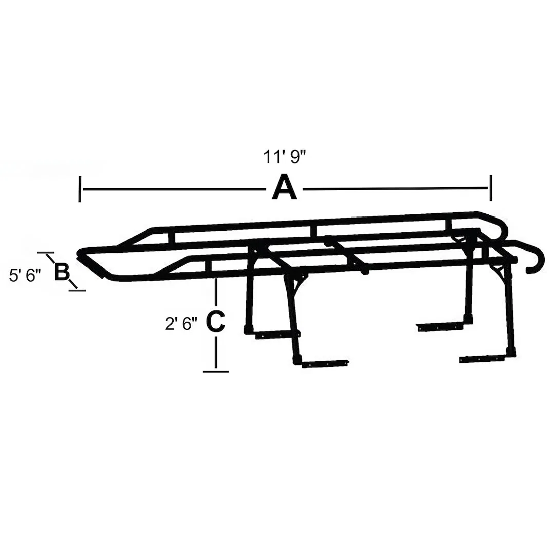 FCLR001B – TRAILFX Ladder Rack, 1500 Pound Capacity Multi-Fit Powder Coated Black Steel